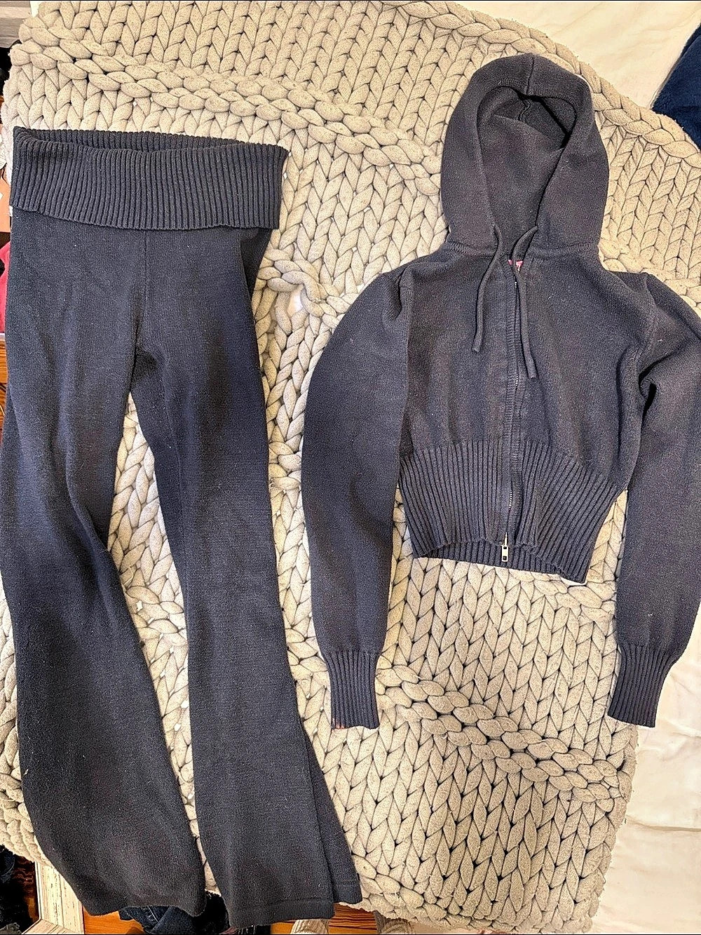 Edikted Zip-Up Hoodie & Pants Set in Navy Blue
